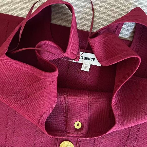 L'AGENCE Soleil Knit Midi Dress Small Black Cherry/Gold Quiet Lux Valentine's Da - Picture 4 of 8